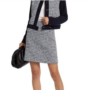 St. John  Tweed Sequin Skirt Black/Silver STUNNING